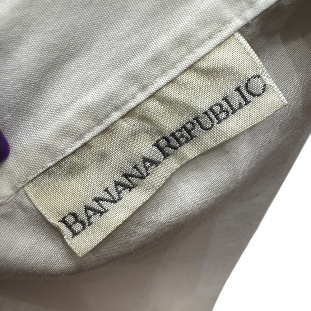 Banana Republic white cotton button-up long-sleeve shirt, Sz 10 - Picture 5 of 8